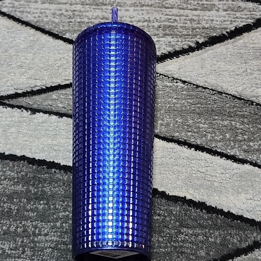 STARBUCK 2023 BLUE GLITTER GRID VENTI COLD CUP TUMBLER 24 OZ